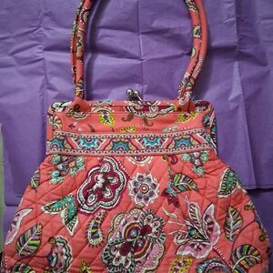 Vera Bradley Call Me Coral Kisslock Metal Clasp Shoulder Bag